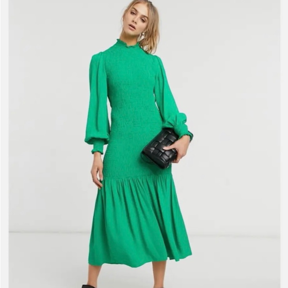 Ghost long sleeve shirred dress xs